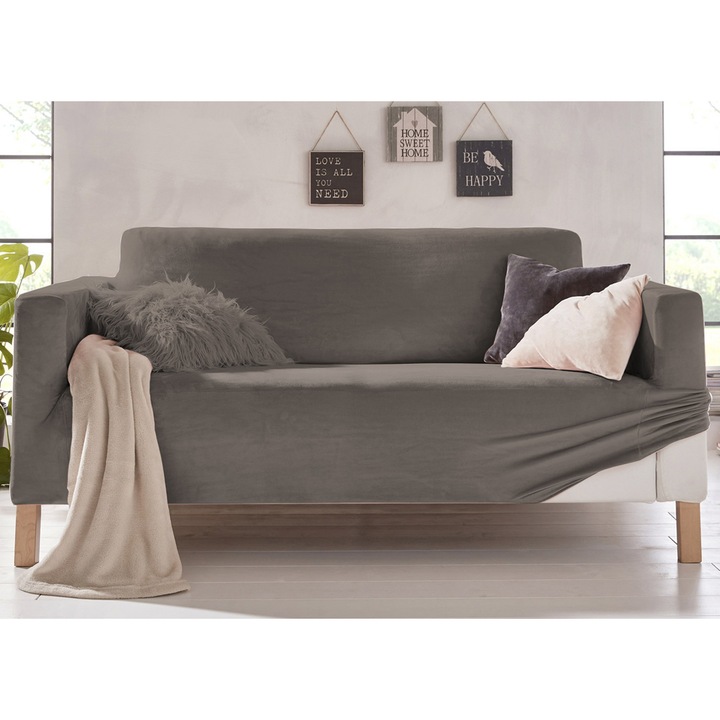 Husa canapea, Co.Ingros.Tex, Poliester, Model uni, Gri