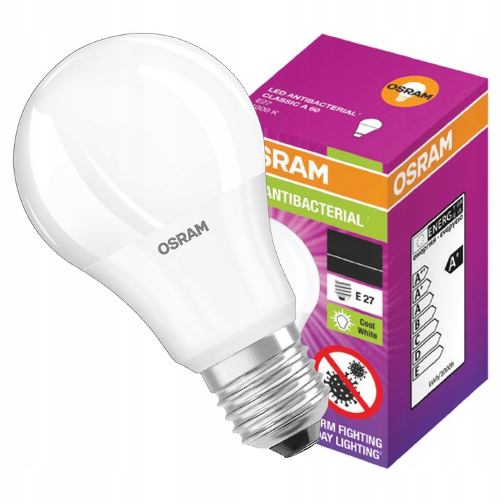 Osram LED izzó, antibakteriális, E27, A60, 8,5W = 60W, 806 lm, 4000 K, semleges fehér