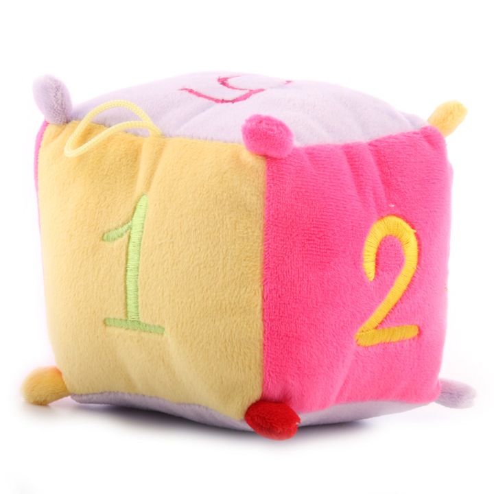 Плюшено бебешко кубче с цифри - 13 см