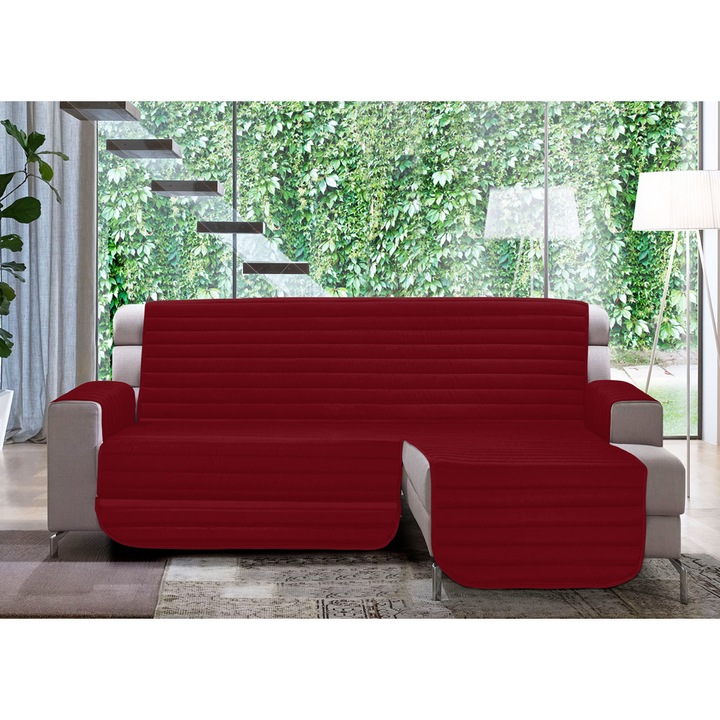 Husa canapea matlasata, Co.Ingros.Tex, Poliester, Model embosat, Rosu bordo