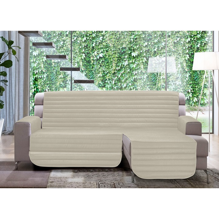 Husa canapea matlasata, Co.Ingros.Tex, Poliester, Model embosat, Crem