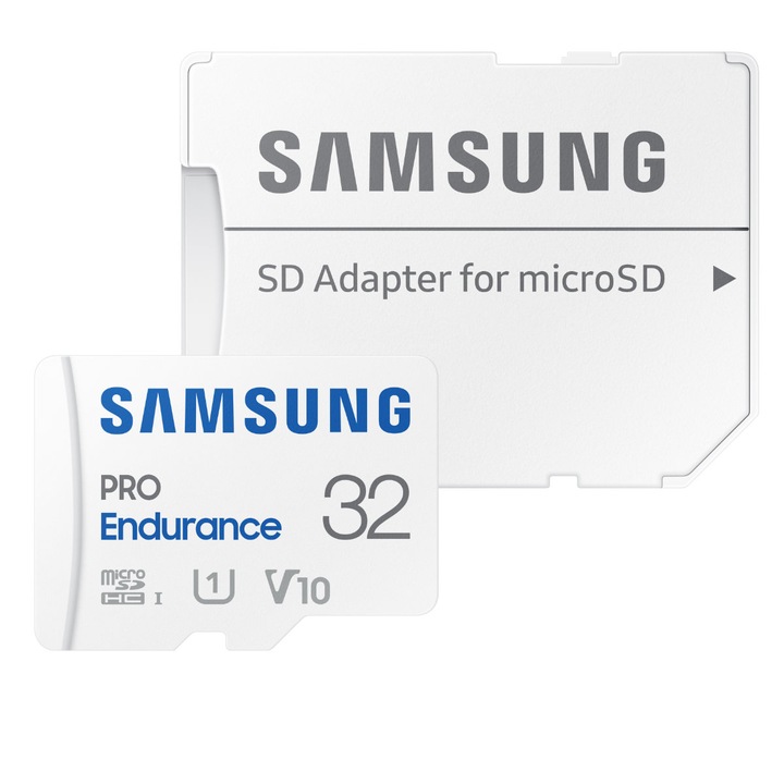 Card microSDHC 32 Gb, Samsung Pro Endurance, U1, V10, 100/30/Mb/s, cu adaptor