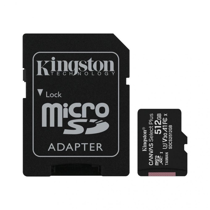 Card de Memorie MicroSD Kingston Select Plus 512GB Adaptor SD Class 10