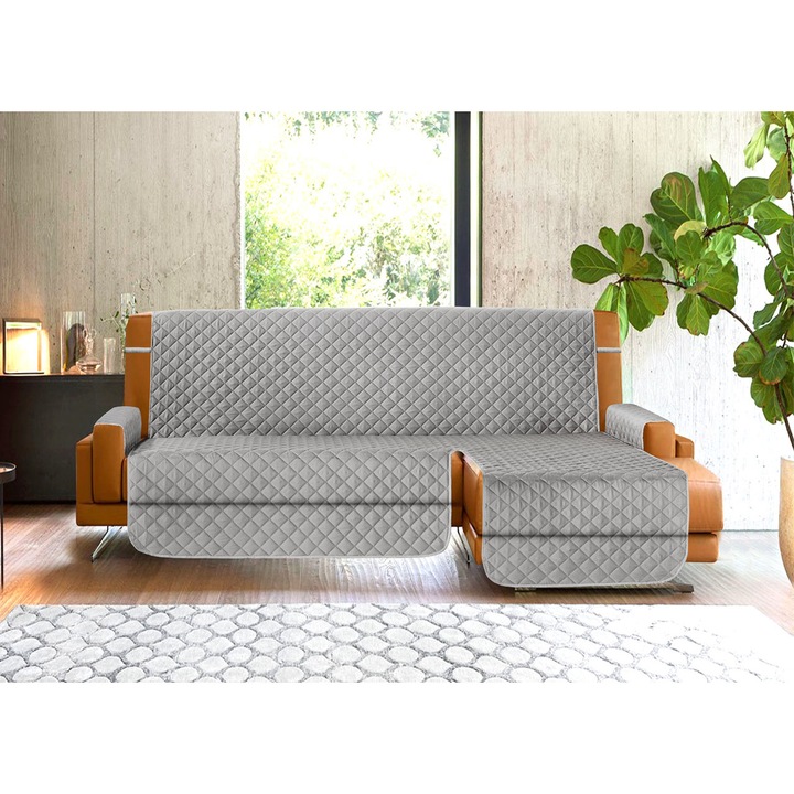 Husa canapea matlasata, Co.Ingros.Tex, Poliester, Model embosat, Gri