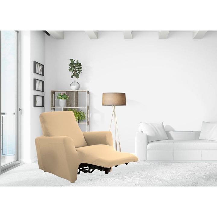 Husa fotoliu, Co.Ingros.Tex, Poliester, Model uni, Crem