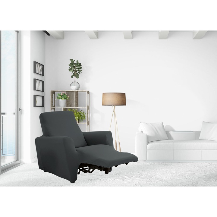 Husa fotoliu, Co.Ingros.Tex, Poliester, Model uni, Gri inchis