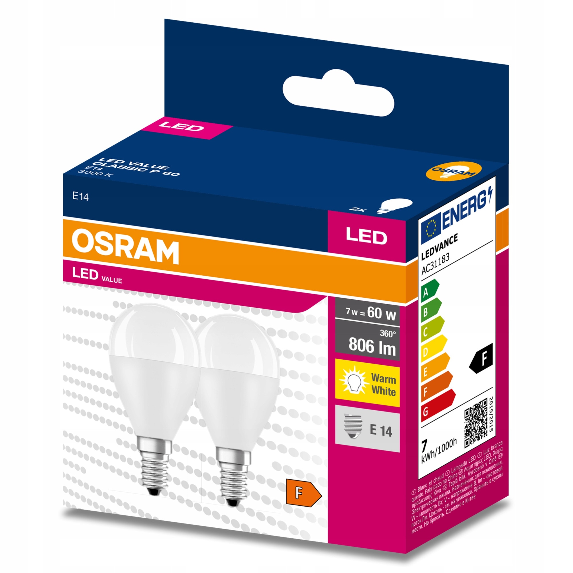 Set di 5 lampade a LED GU10 3W 250 lm 2200K