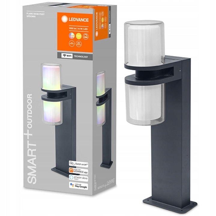 Lampa de exterior LED smart, Ledvance, Aluminiu/Policarbonat, RGB, 14 W, 50 cm, Gri antracit