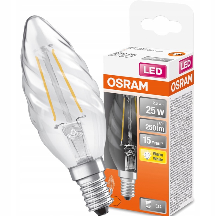 Osram LED izzó, E14, BW35, 2,5W = 25W, 250lm, 2700K, meleg fehér