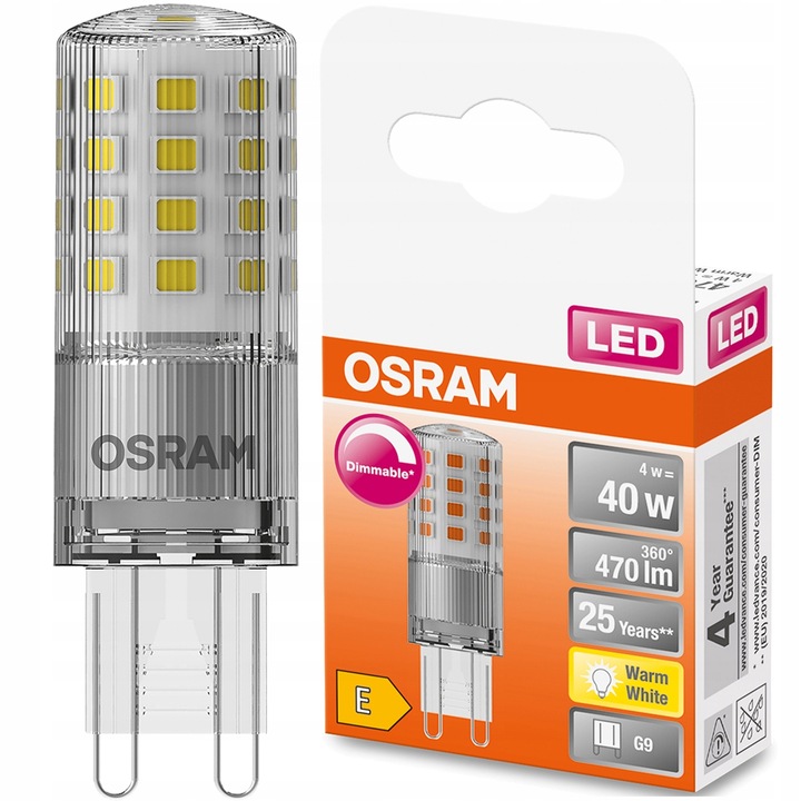 Bec LED Osram, capsula, G9, 4.4W = 40W, 470lm, 2700K, Alb cald