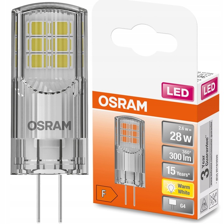 Osram LED izzó, kapszula, G4, 2,6W = 30W, 2700K, meleg fehér