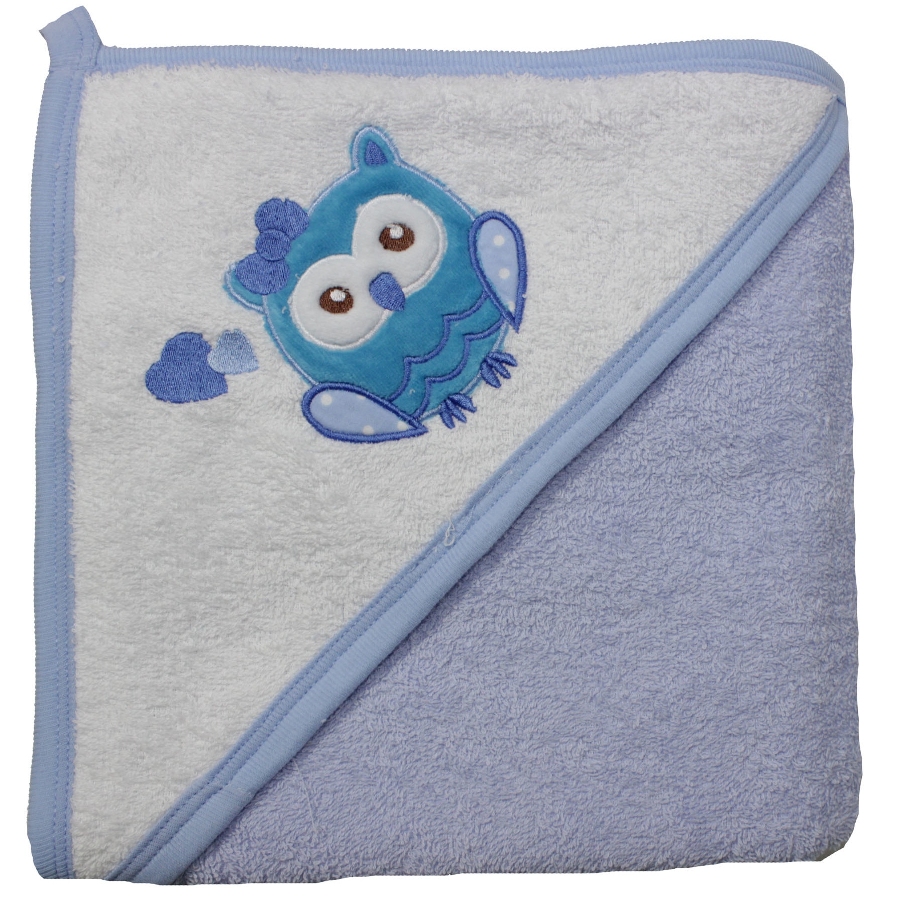 Prosop bumbac, bufnita, albastru, 80x100cm