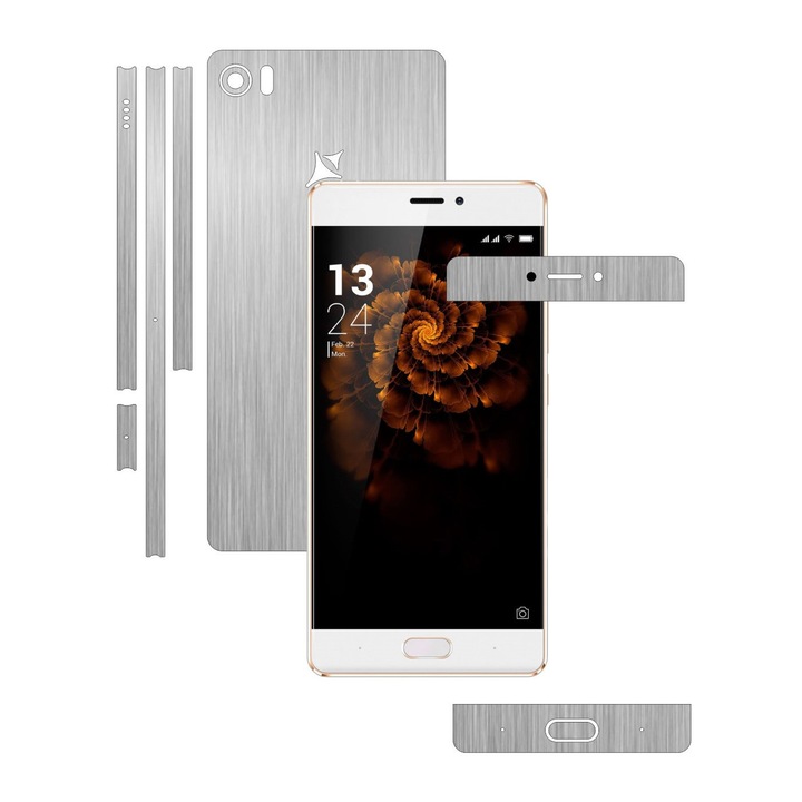 Защитно фолио Carbon Skinz, Адхезивно покритие за кожата за кутията, Brushed Silver, посветено на Allview X3 Soul Pro