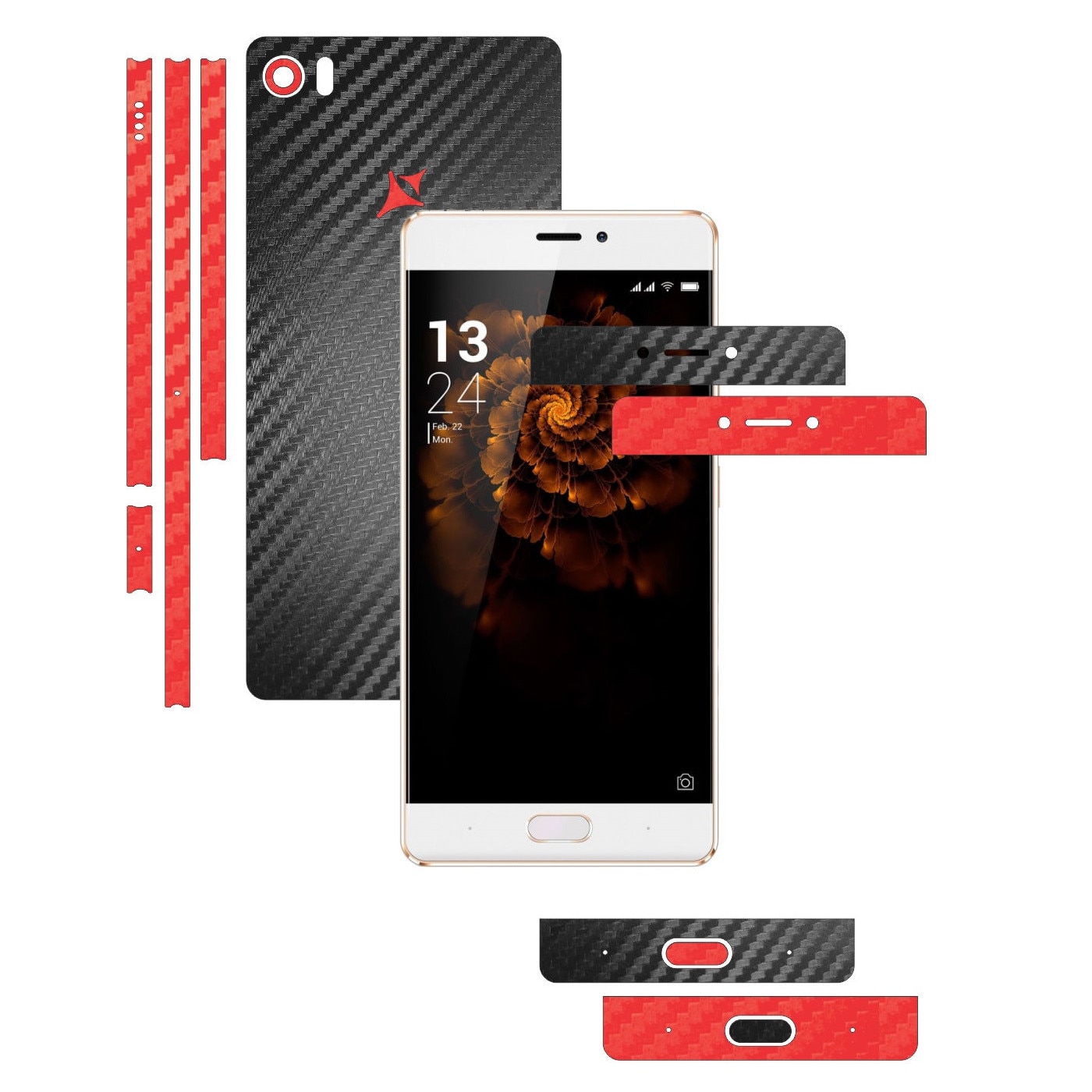 Folie de protectie Full Body Carbon Skinz, Acoperire Totala, Two Tone Negru / Rosu dedicata Allview X3 Soul Pro