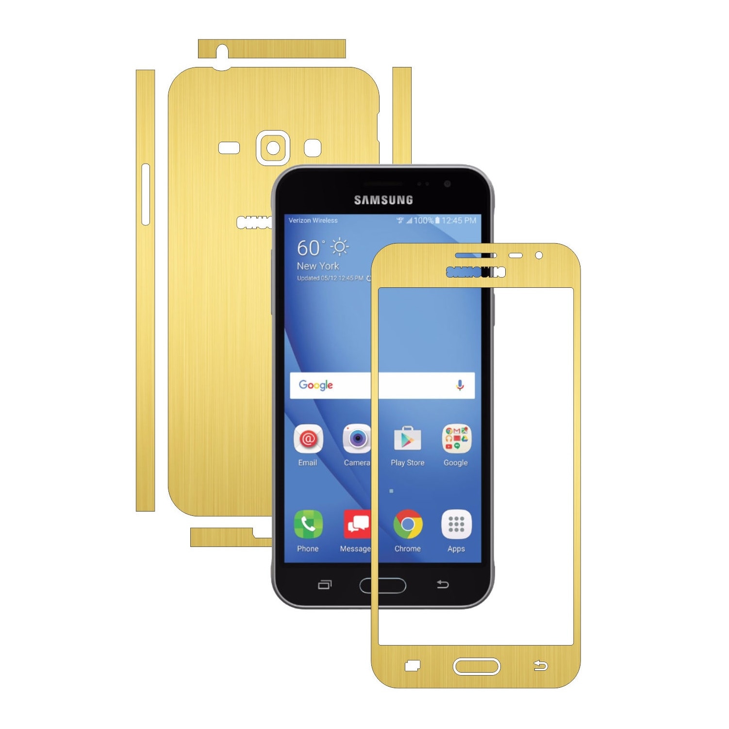 Folie de protectie Carbon Skinz, Husa de tip Skin Adeziv pentru Carcasa, Brushed Auriu dedicata Samsung Galaxy J3 2016