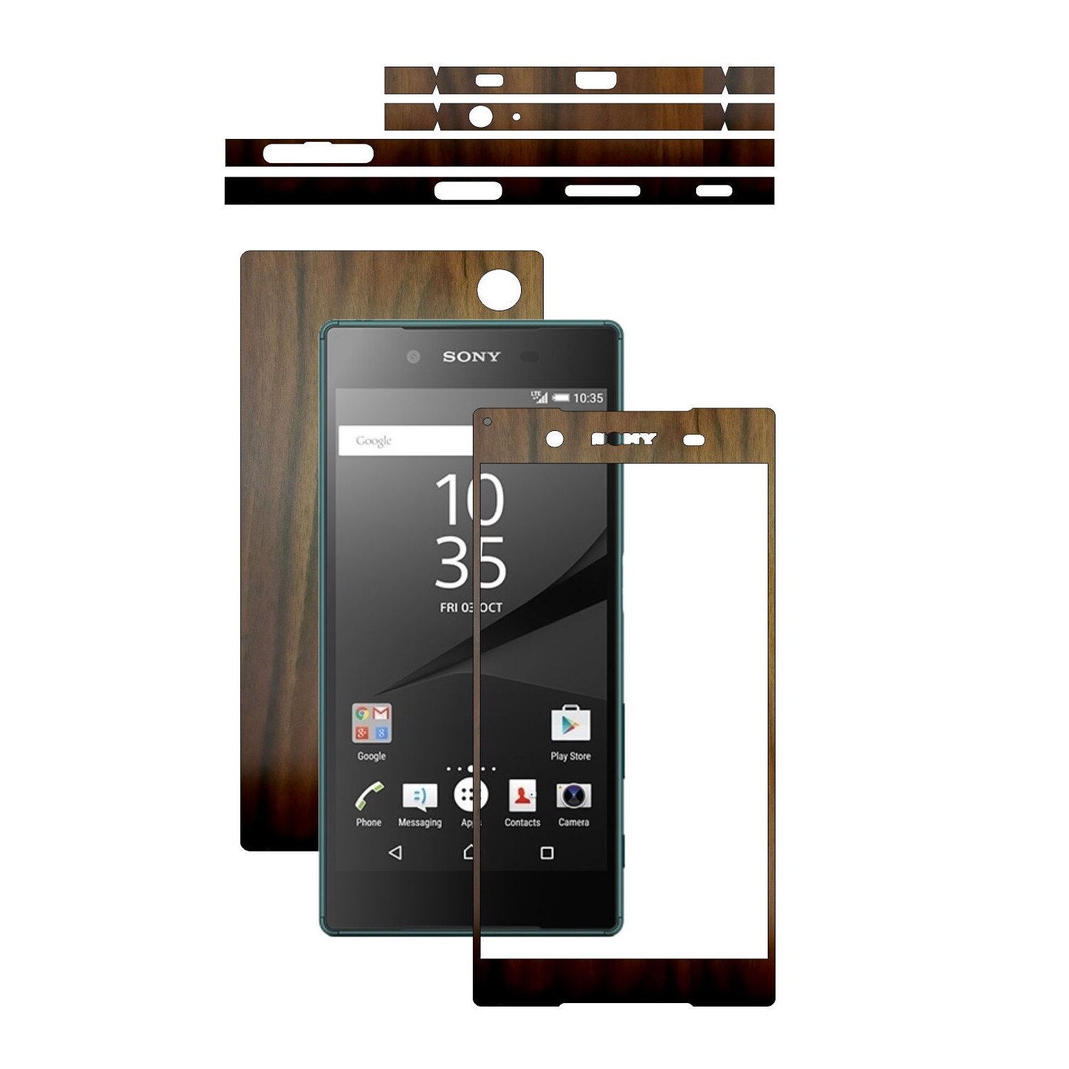 Folie de protectie Carbon Skinz, Husa de tip Skin Adeziv pentru Carcasa, Lemn Nuc Inchis dedicata Sony Xperia Z5