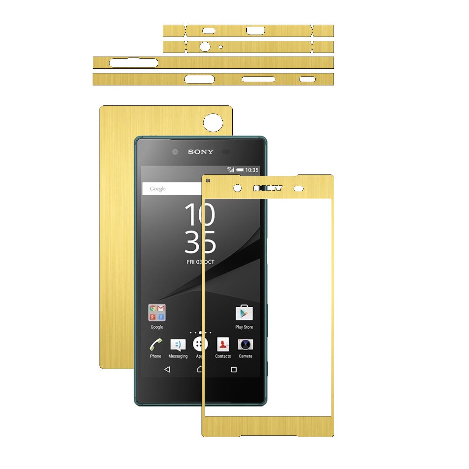 Folie de protectie Carbon Skinz, Husa de tip Skin Adeziv pentru Carcasa, Brushed Auriu dedicata Sony Xperia Z5