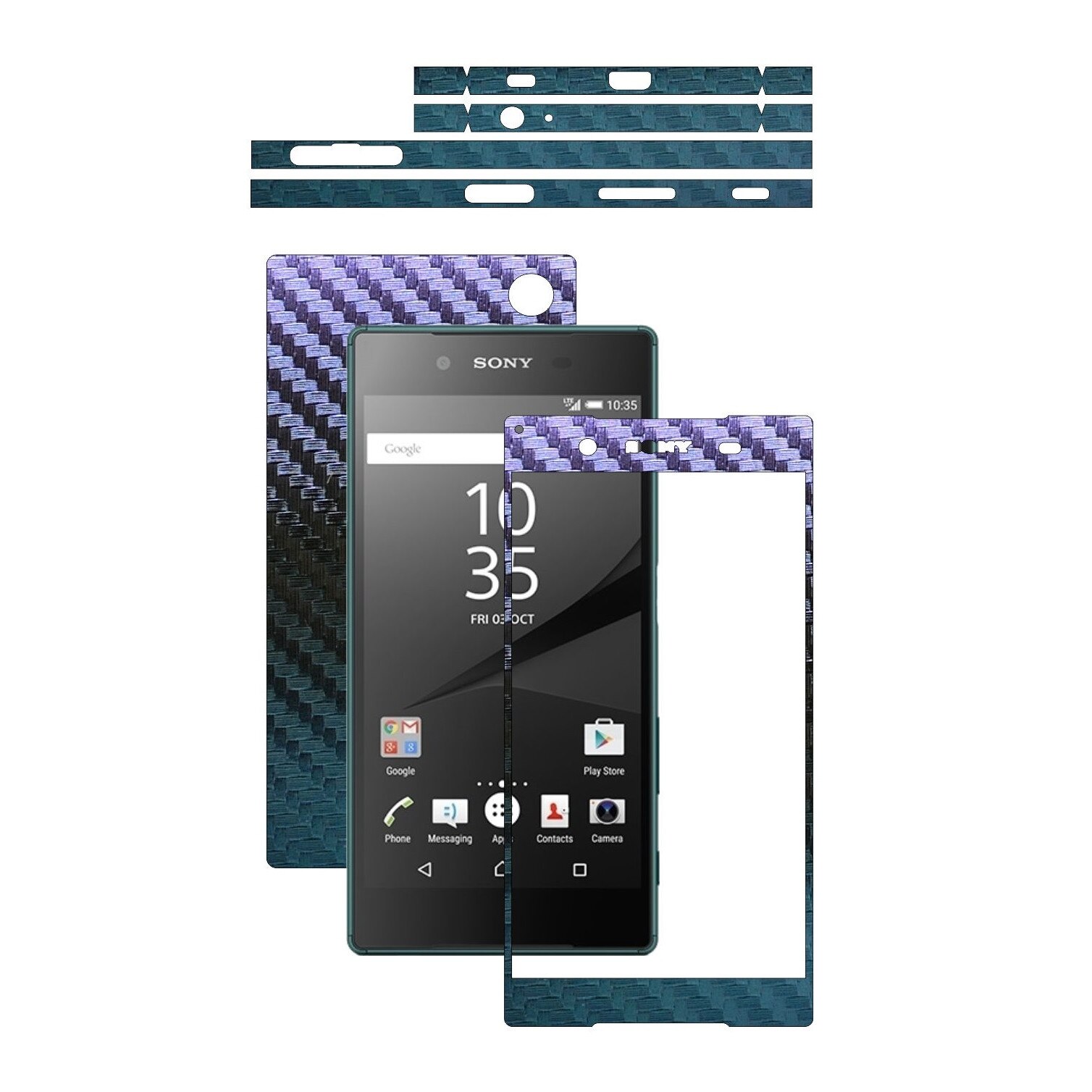 Folie de protectie Carbon Skinz, Husa de tip Skin Adeziv pentru Carcasa, Carbon Cameleon dedicata Sony Xperia Z5