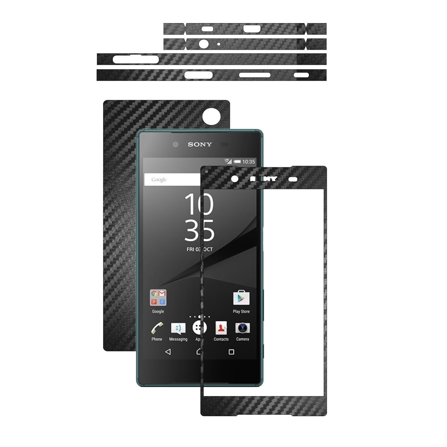 Folie de protectie Carbon Skinz, Husa de tip Skin Adeziv pentru Carcasa, Carbon Negru dedicata Sony Xperia Z5