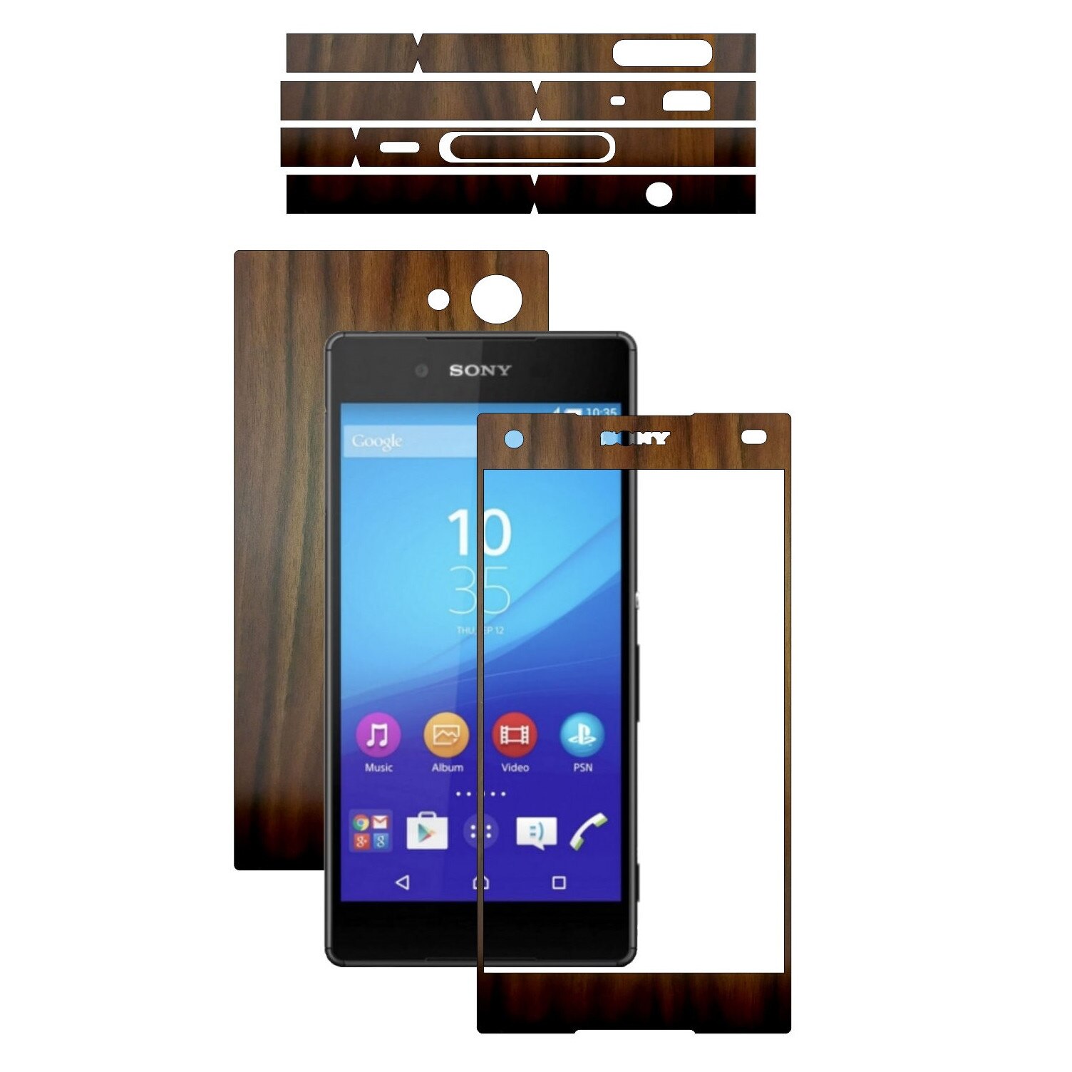 Folie de protectie Carbon Skinz, Husa de tip Skin Adeziv pentru Carcasa, Lemn Nuc Inchis dedicata Sony Xperia Z5 Compact
