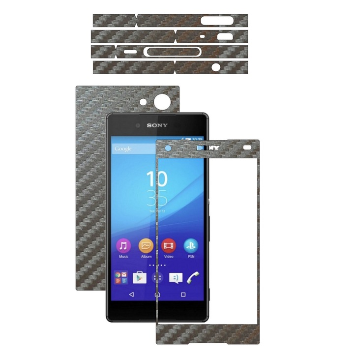 Защитно фолио Carbon Skinz, Адхезивно защитно покритие за калъфа, Carbon Grey Silver, посветено на Sony Xperia Z5 Compact