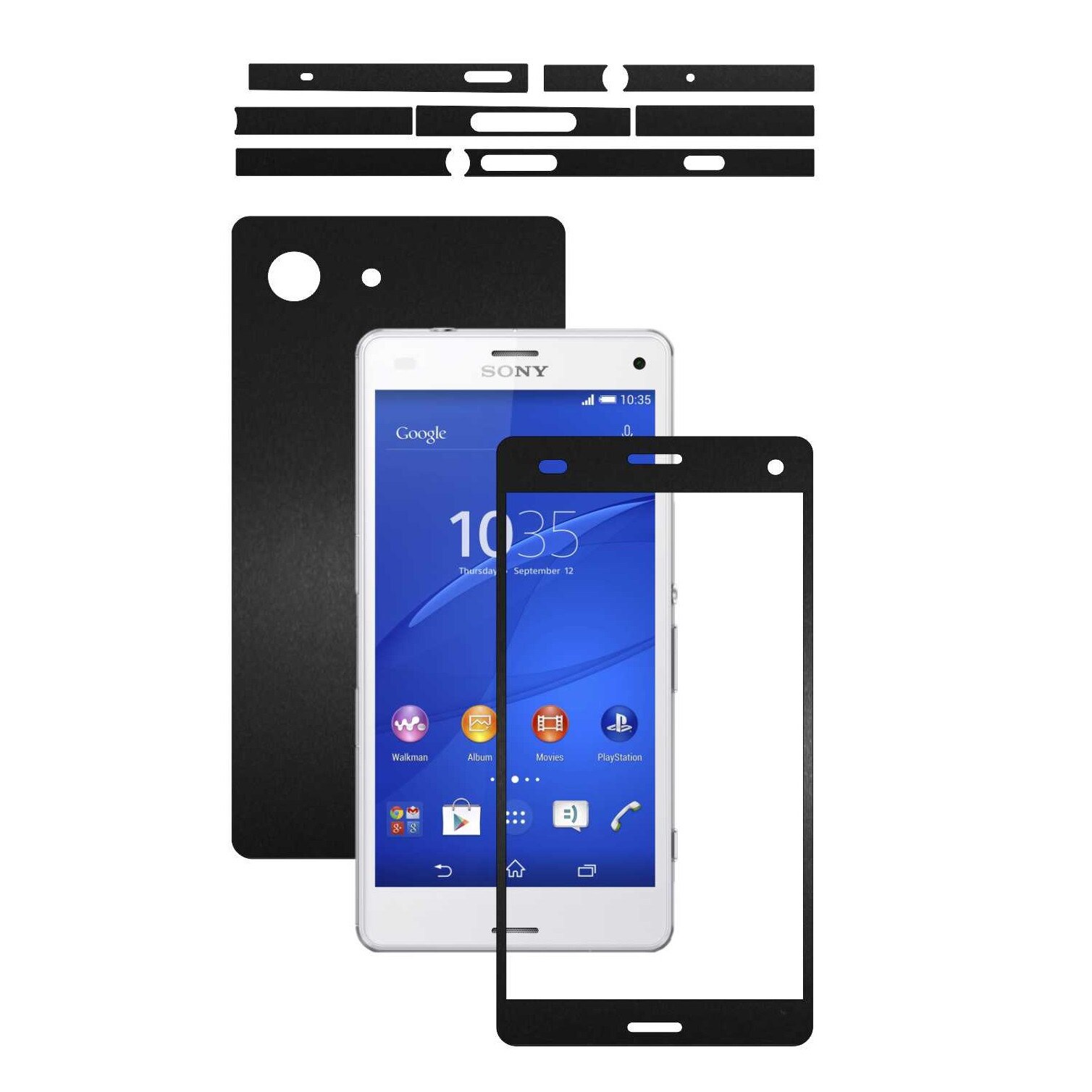 Folie de protectie Carbon Skinz, Husa de tip Skin Adeziv pentru Carcasa, Negru Mat dedicata Sony Xperia Z3 Compact