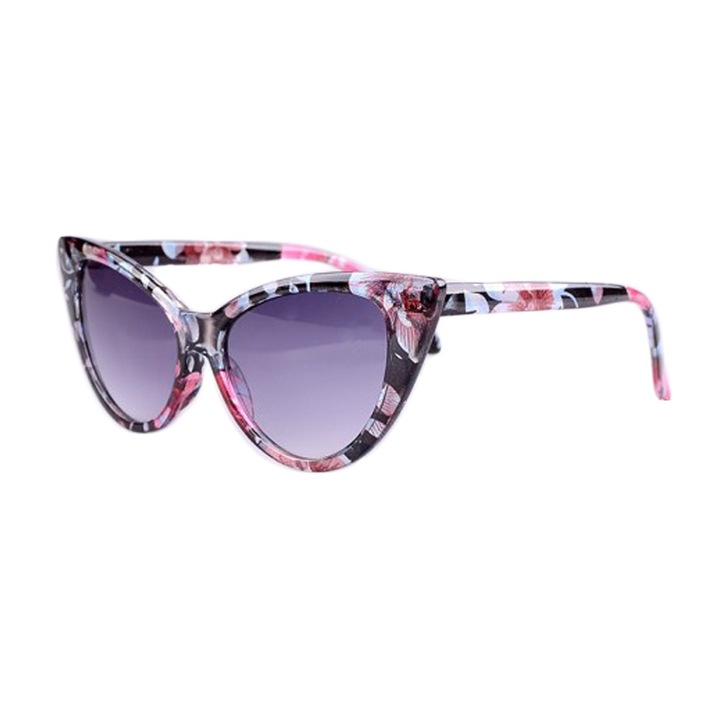 Ochelari de soare cat eyes, rama cu flori, DyStyle