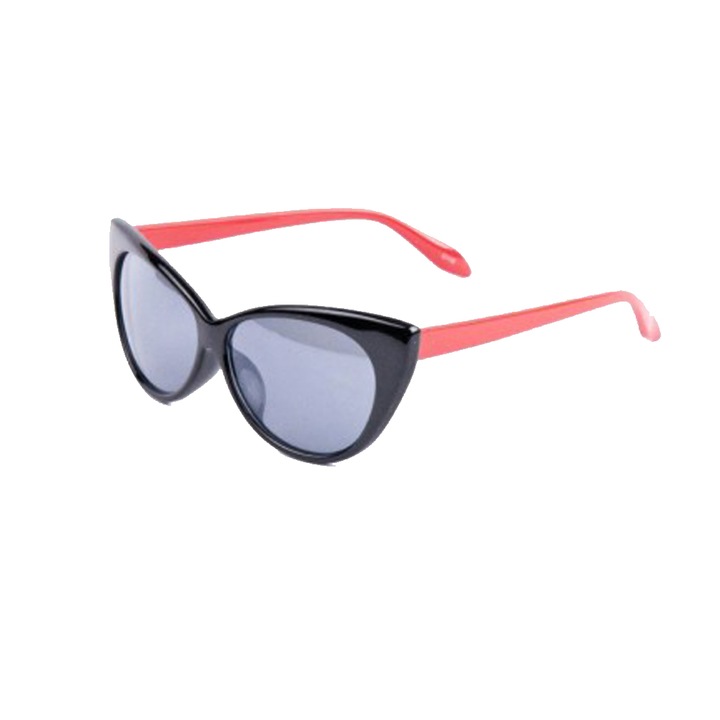 Ochelari de soare cat eyes, rama neagra cu rosu, DyStyle