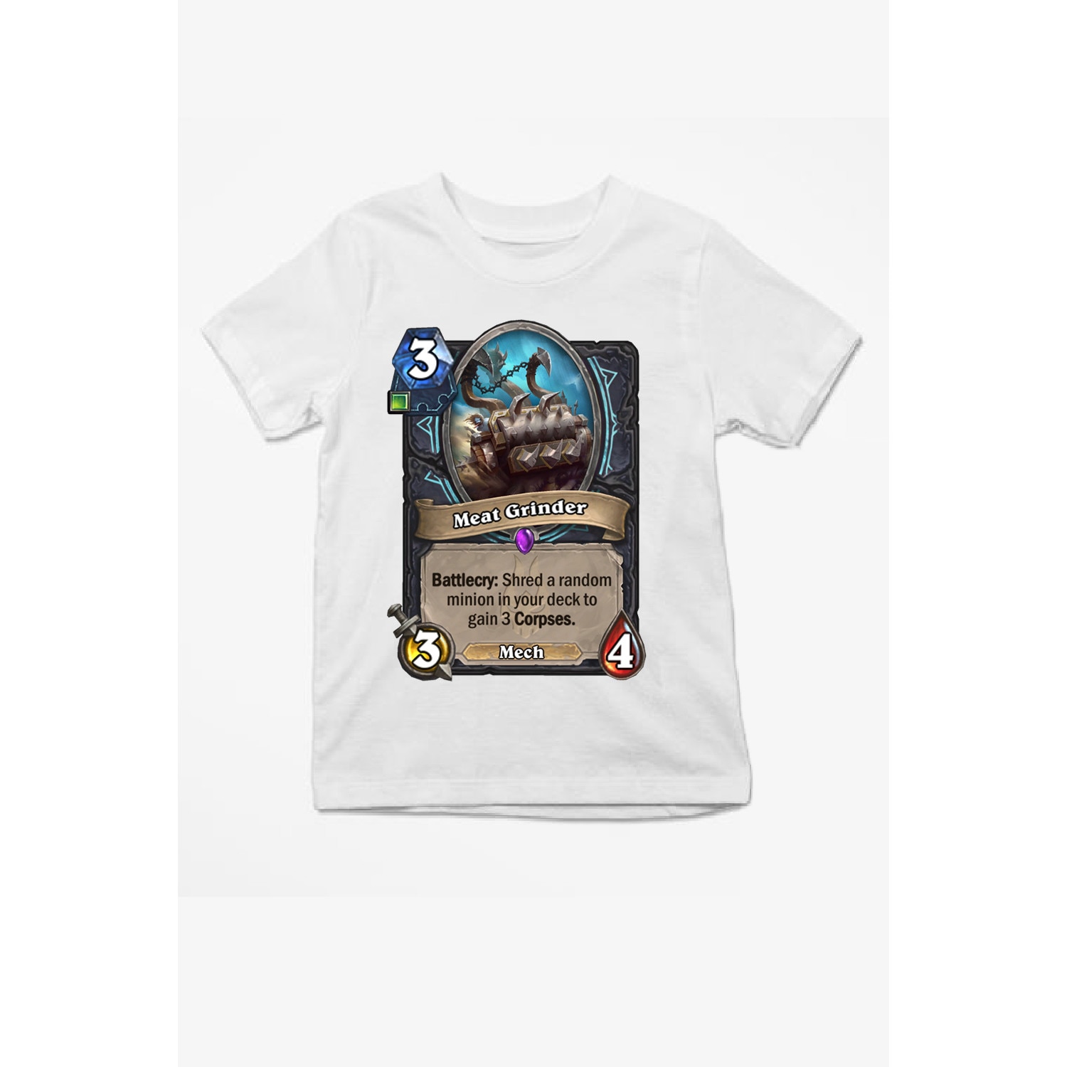 Tricou pentru copii personalizat, Alb, carte HearthStone Meat Grinder