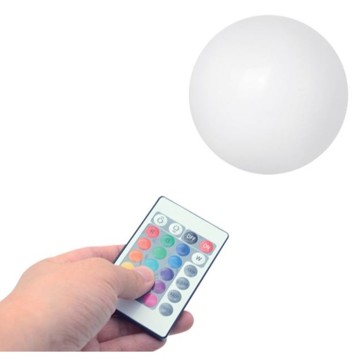 Надуваема LED топка с дистанционно за басейн и градина, Ø40см, M Deco