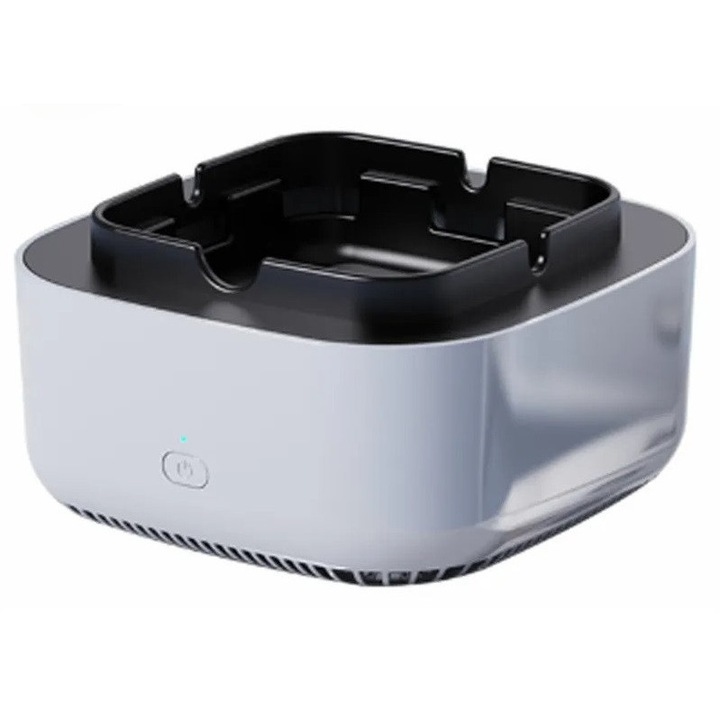 Scrumiera electrica cu aspiratie directa, rasina epoxidica anti-topire, purificator de aer, odorizant pentru eliminarea mirosului, fumului, pentru casa, birou, masina, cu filtre si pastila odorizanta, acumulator 1200 mAH, albastru