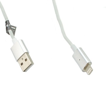 Cablu magnetic iPhone Lightning, micro USB, LED, incarcare, transfer date, Forever, argintiu Cablu magnetic iPhone Lightning, micro USB, LED, incarcare, transfer date, Forever, argintiu