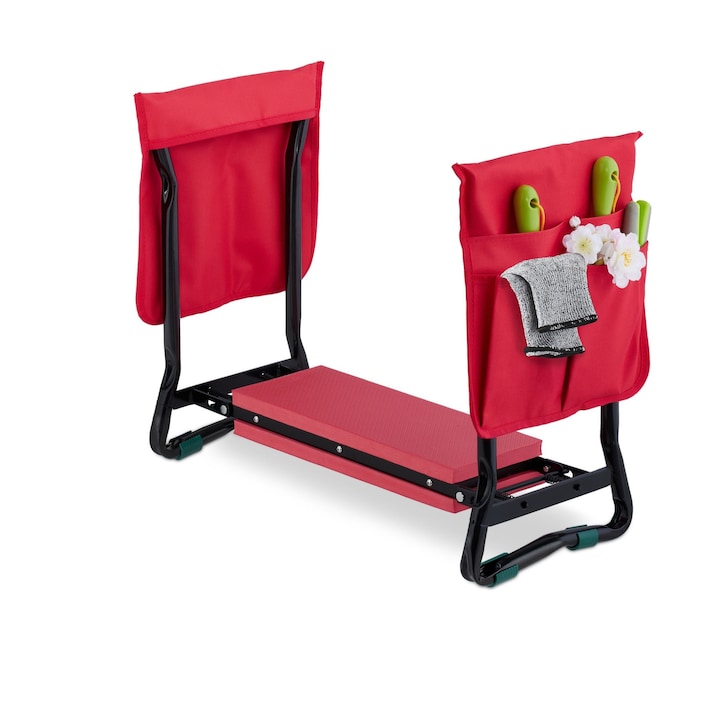 Градински стол с възглавница за коленете, червен