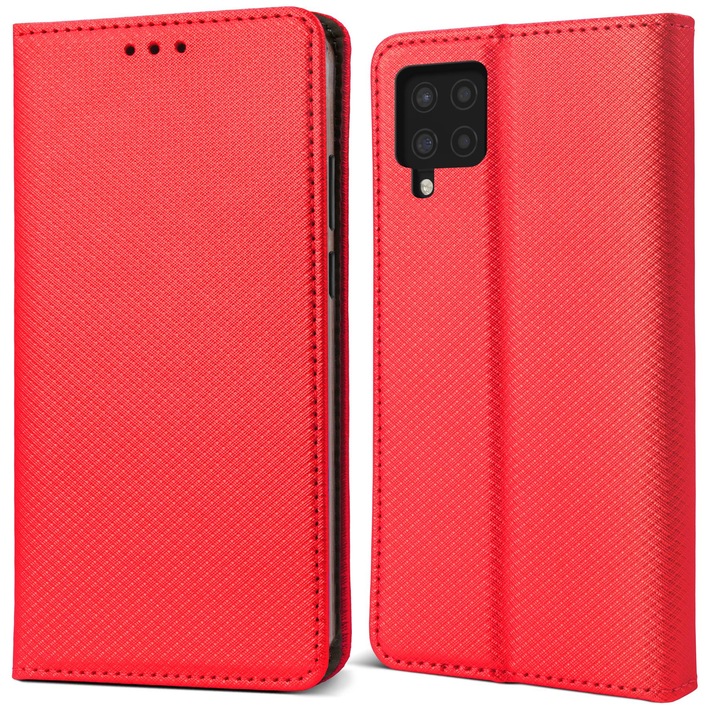Калъф за телефон, Moozy, Flip On, за Samsung Galaxy A22, Червен, Екологична кожа