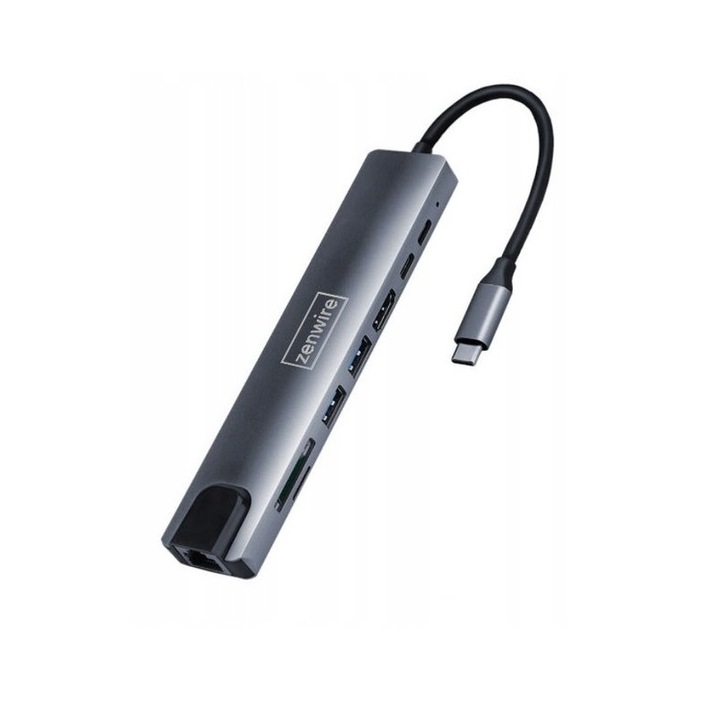 Адаптер Хъб, Zenwire, 9в1, USB-C HDMI RJ45 Ethernet SD до Macbook Air Pro M1