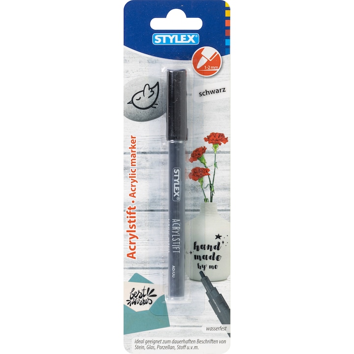 Marker acrilic negru 1-2 mm Stylex