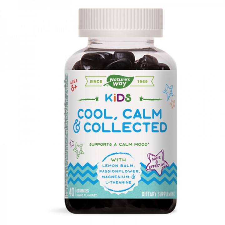 Хранителна добавка Nature’s Way, Kids Cool, Calm & Collected С маточина, пасифлора, магнезий, Л-теанин, 40 желирани таблетки
