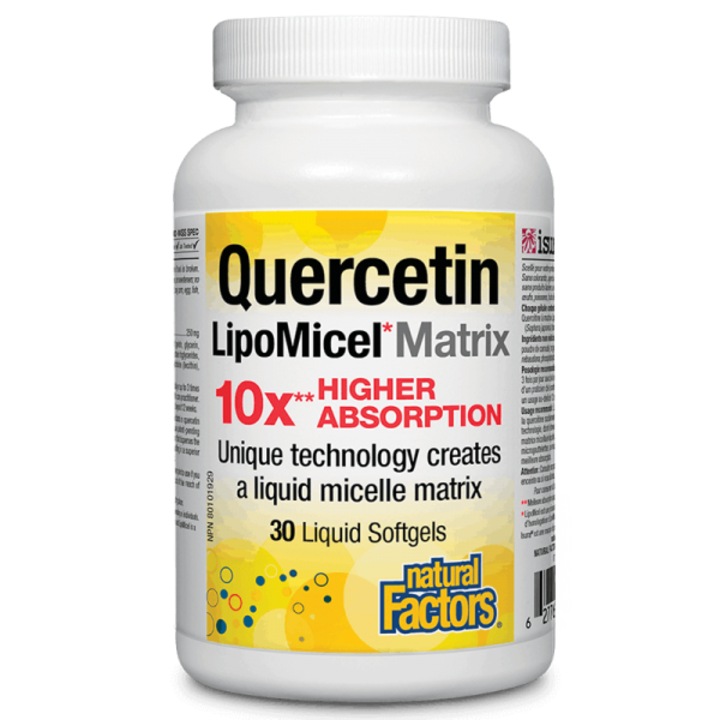 Supliment alimentar, Natural Factors, Quercetin LipoMicel Matrix 10 X, 250 mg, 30 capsule softgel