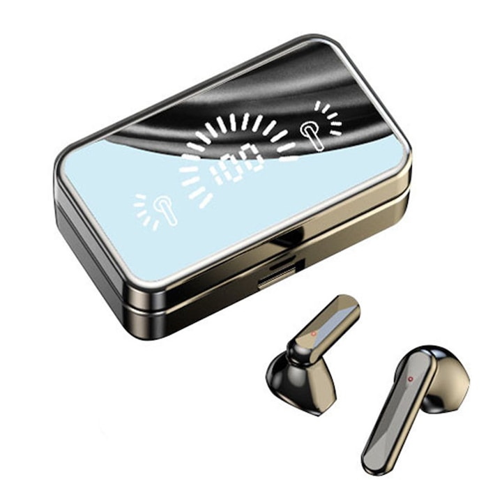 Безжични слушалки TWS, с огледало, Bluetooth 5.0, LED дисплей, IPX-5