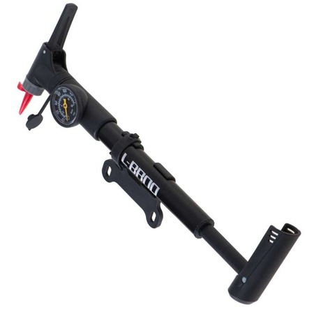 Pompa pentru bicicleta, WTO®, cu manometru si suport pentru prindere de ghidon, 32.5 x 4x 10 cm, Negru