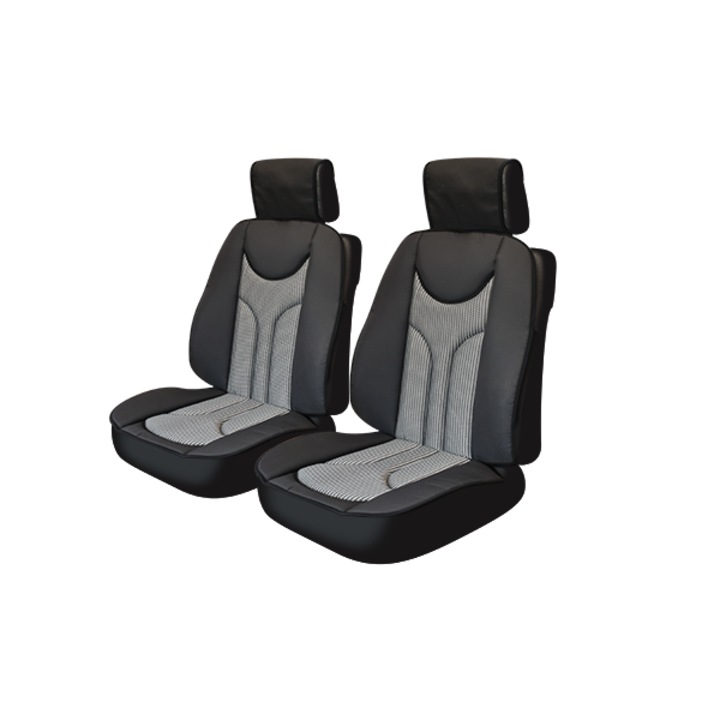 Комплект от 2 защитни калъфа за предни седалки черно-сиви анатомични, SIMPLYCAR