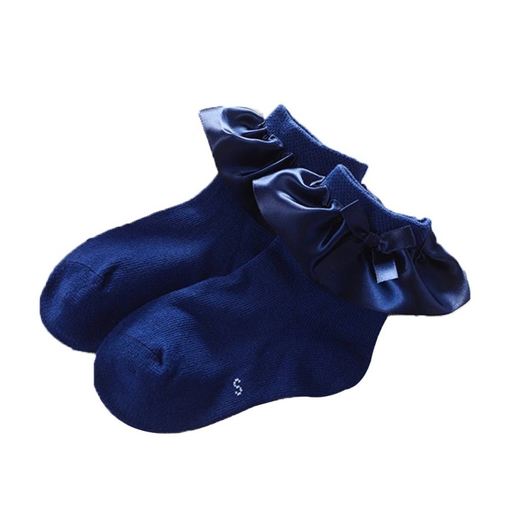 Sosete cu volan si fundita, drool, bleumarin, Bleumarin