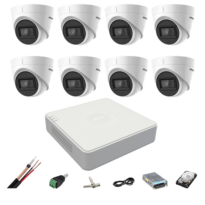 Sistem camere de supraveghere set 4 camere, 8MP, detectie miscare AI, 20m cablu