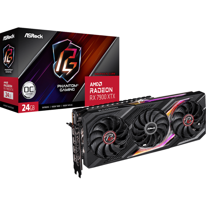 Placa video ASROCK AMD RADEON RX 7900 XTX Phantom Gaming OC 24GB GDDR6