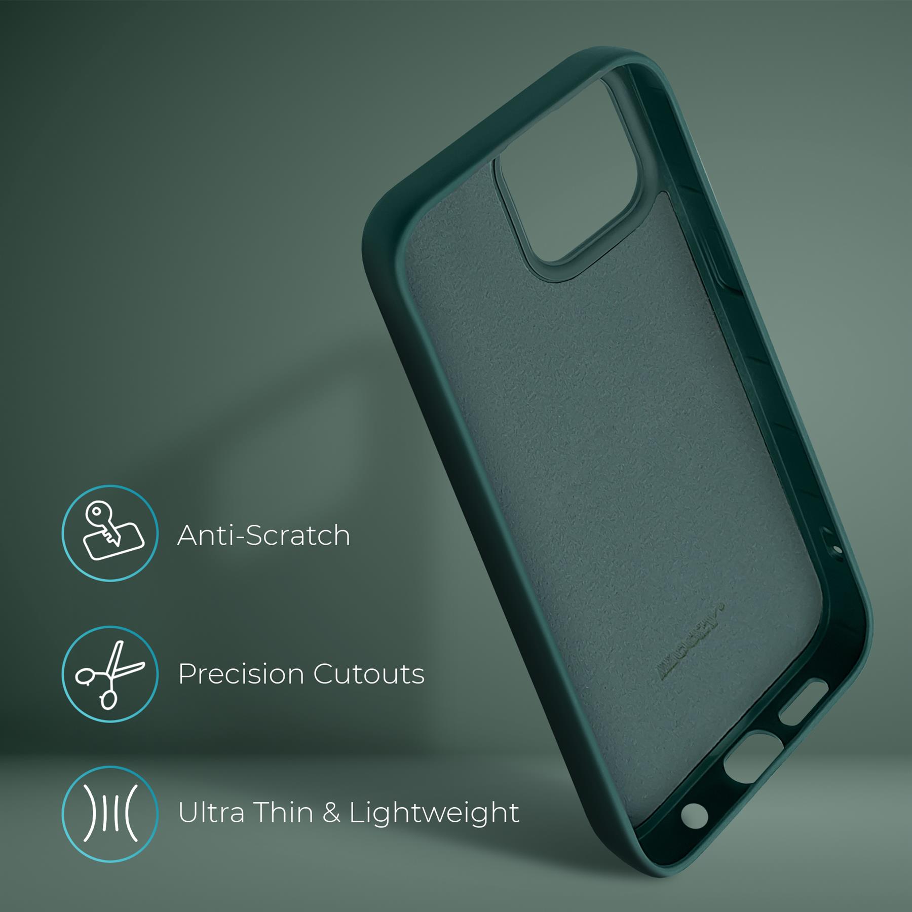 Husa din silicon premium, Moozy, pentru Samsung Galaxy A22 5G, Verde inchis, interior din microfibra