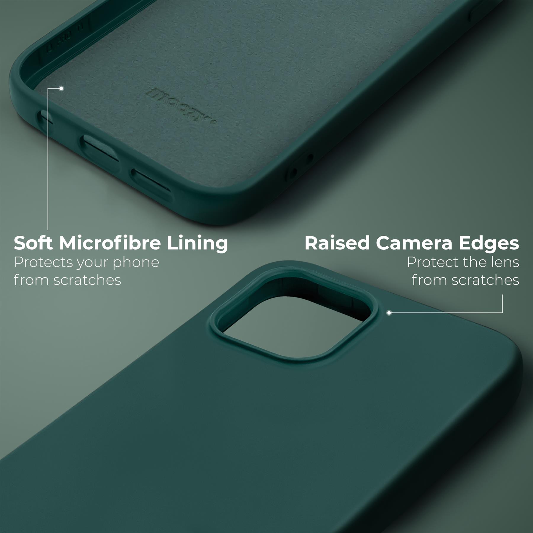 Husa din silicon premium, Moozy, pentru Samsung Galaxy A22 5G, Verde inchis, interior din microfibra