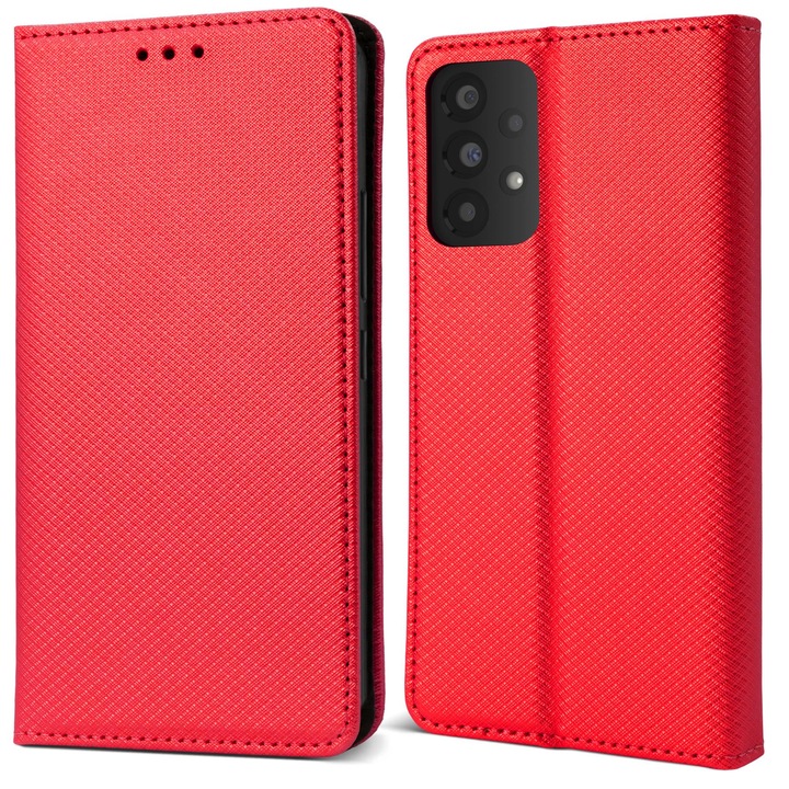 Калъф за телефон, Moozy, Flip On, за Samsung Galaxy A53 5G, Червен, Екологична кожа