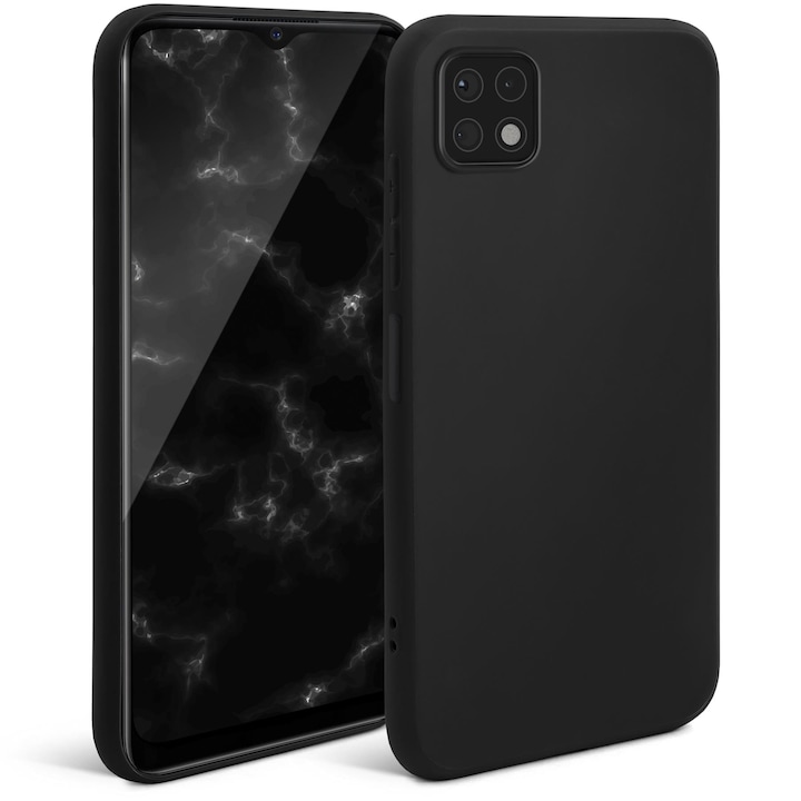 Калъф за телефон Moozy за Samsung Galaxy A22 5G, черен, силиконов
