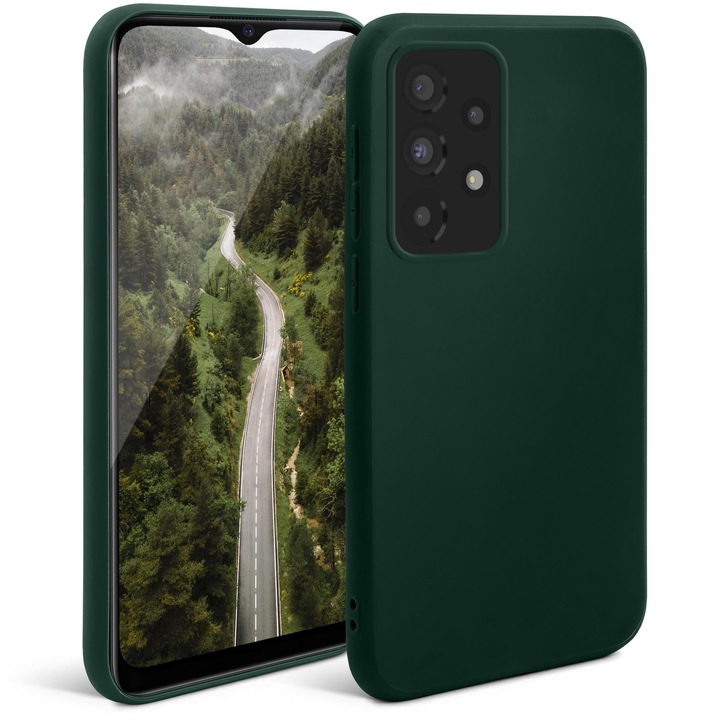 Husa pentru telefon, Moozy, pentru Samsung Galaxy A13, Verde inchis, Silicon
