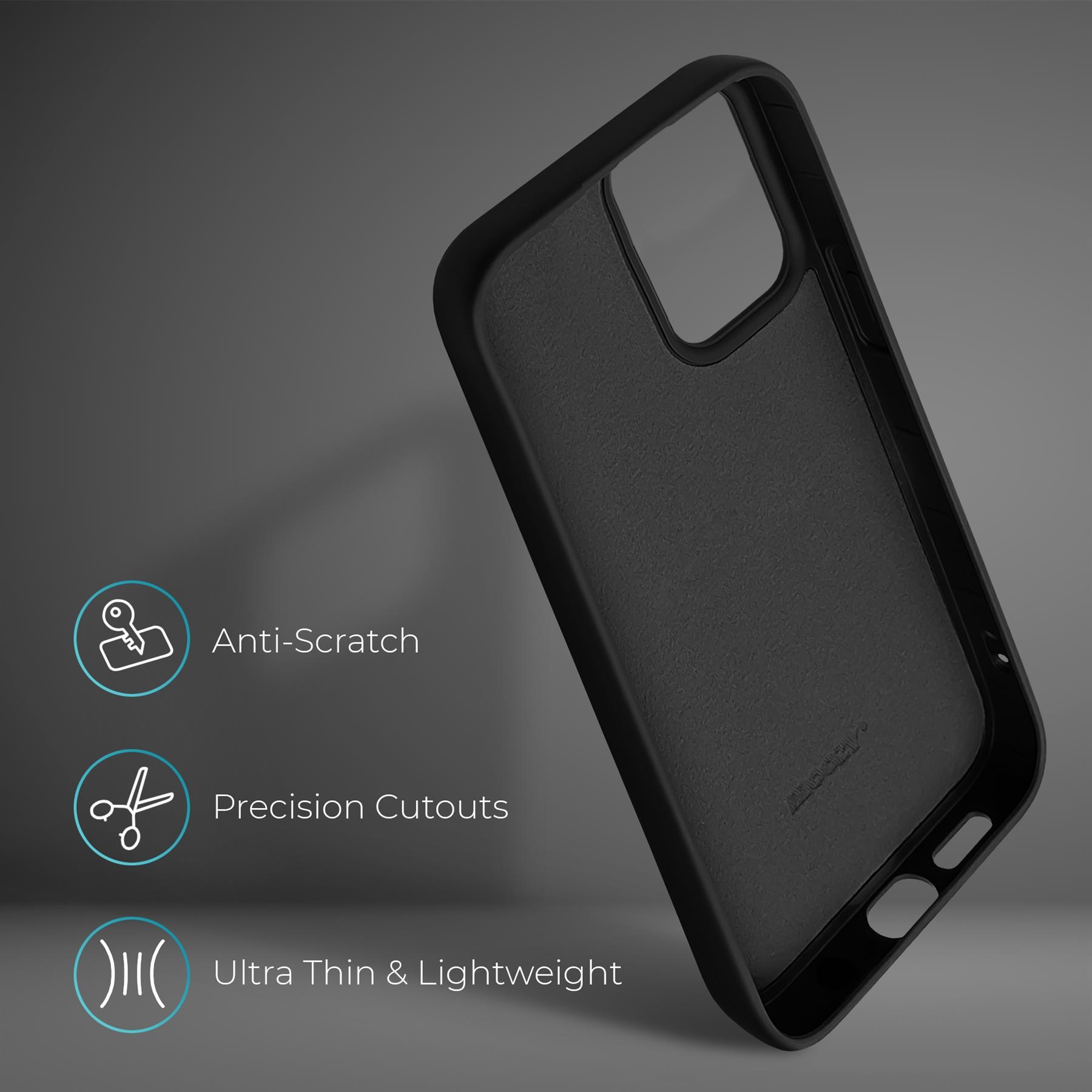 Husa din silicon premium, Moozy, pentru Xiaomi 12T, Xiaomi 12T Pro, Negru, interior din microfibra